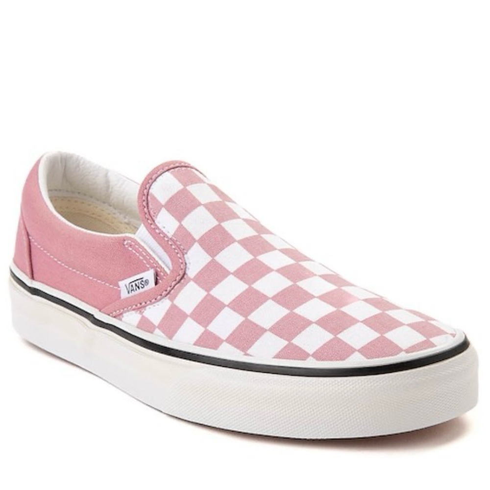 Vans Pink and White Checkerboard Slip-Ons